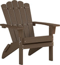 Folding HDPE Adirondack Chair, Weather-Resistant Patio Chair with Wide Armrests & High Backrest, Fire Pit Chair for Garden, Backyard, Porch,Coffee