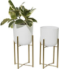 CosmoLiving by Cosmopolitan Metal Indoor Outdoor Planter Dome Large Planter Pot with Removable Stand, Set of 2 Planters 20", 22"H, White