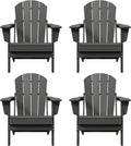Westin Outdoors Laguna WO Home Furniture Adirondack Chair 4 PC Set Classic Outdoor Patio Folding Chair for Bon Fire Pit Lawn Backyard Beach Plastic Weather-Resistant (Gray)