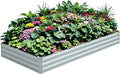 Raised Garden Bed,Galvanized Raised Garden Beds Outdoor for Vegetables Flowers Herbs, Raised Bed Planter Box, Metal Raised Garden Bed Kit with Gloves, 6x3x1ft,Gray