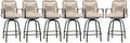 Outdoor Bar Stools Set of 6, Patio Swivel Counter Height Rattan Bar Stools, Patio Wicker Bar Swivel Chairs with Cushion, Outdoor Pool Bar Chairs for Backyard Garden Balcony w /360 Rotation