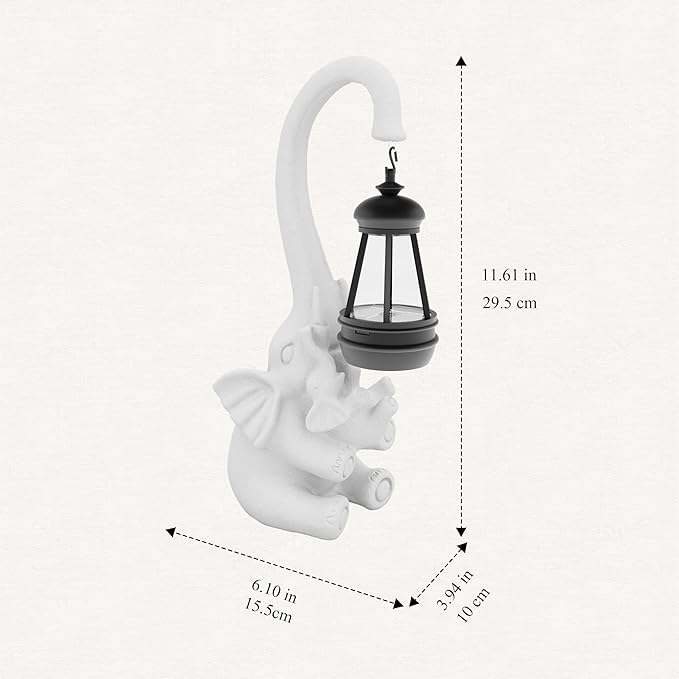 Statue Decoration, Figurine, Lawn Statue, Sculpture Ornament, Animal Figurine - Elephant Resin Statue with Lantern (Chest)