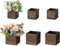NUPTIO Wooden Box for Centerpiece Wedding: 6 Pcs Rustic Square Planter Box for Christmas Centerpiece Table Fall Decorations - 4×4" & 5×5" Small Wood Vases Flower Pots for Windowsill Home Garden Decor