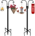 XDW-GIFTS Double Shepherds Hooks for Outdoor, 2-Pack Heavy Duty Garden Pole for Hanging Bird Feeder, Plant Baskets, Solar Light Lanterns, Garden Plant Hanger Stands with 5 Base Prongs