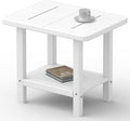 Outdoor Side Table - 2-Tier Storage All Weather Outdoor End Table for Patio - HDPE Morden Easy Maintenance Adirondack Side Table for Pool Porch Balcony Garden Lawn Backyard Outside Indoor