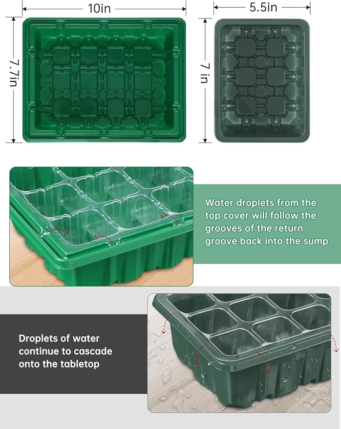 4 Packs Medium Seed Starter Tray, Adjustable Brightness and Timer, Upgraded 24 Full Spectrum LEDs, Seed Starter Kit with Drainage Holes, Tools and Labels for Indoor Plant Growing