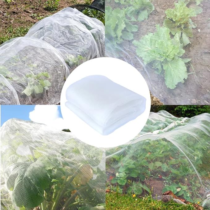 Agfabric Garden Netting 6.5'x100' Insect Pest Barrier Bird Netting for Garden Protection,Row Cover Mesh Netting for Vegetables Fruit Trees and Plants,White