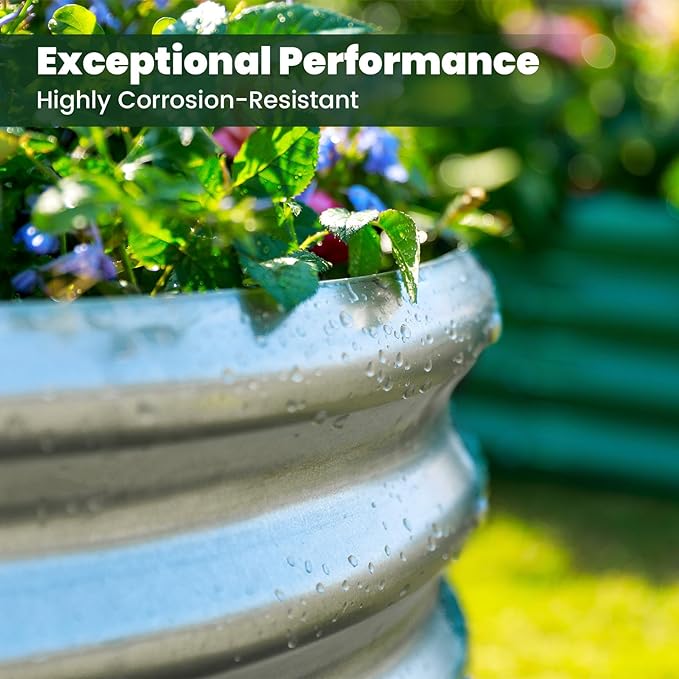2pack 8×4×1ft Raised Garden Bed，Outdoor Galvanized Planter Boxes, Oval Large Metal Raised Garden Beds for Vegetables