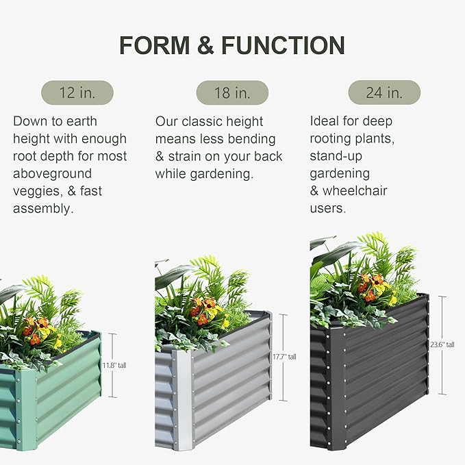 Domi Raised Garden Beds Outdoor, 6x3x2ft Thickening Tall Metal Rectangular Deep Root Box Planter for Vegetables, Flowers, Herbs, and Succulents 2" Deep w/ 256 Gallon Capacity - Green