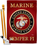 Breeze Decor HS108057-BO Marine Corps Americana Military Decorative Vertical Set, House Flag 28" x 40", Thick Fabric