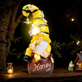 13" Garden Solar Spring Gnomes Statues Outdoor Spring Decor with LED Lighted Bee and Flowers Funny Garden Sculpture for Patio Yard Lawn Decorations Gifts