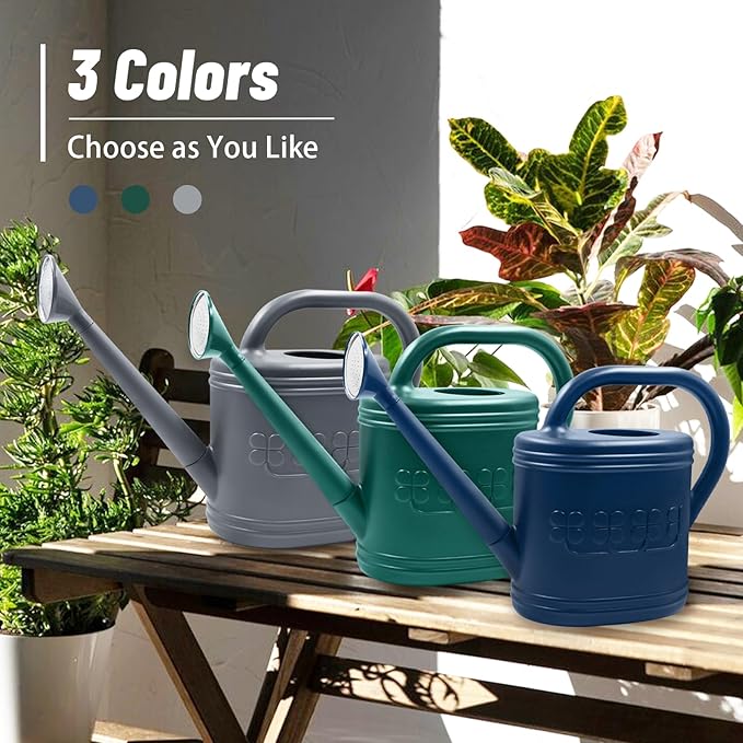 2 Gallon Watering Can, Outdoor Watering Can for Plants, Garden Water Can with Removable Long Spout and Stainless Steel Sprinkler Head, Large Water Can for Greenhouse (Gray, 2 Gallon)