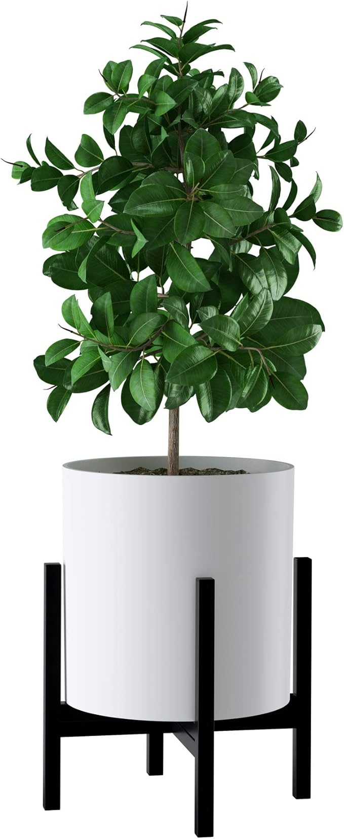 FaithLand Mid Century Plant Stand Indoor Outdoor (EXCLUDING 12" Plant Pot) , Hold Up to 12 Inch Planter, Metal Planter Stand, Potted Plant Holder, Black - Fits Snake Plant - Upgraded Design.