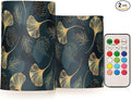 Flickering Flameless Candles, Golden Ginkgo Leaf LED Candles with Remote Timer, Set of 2 Battery Operated Candle for Valentine Wedding Birthday