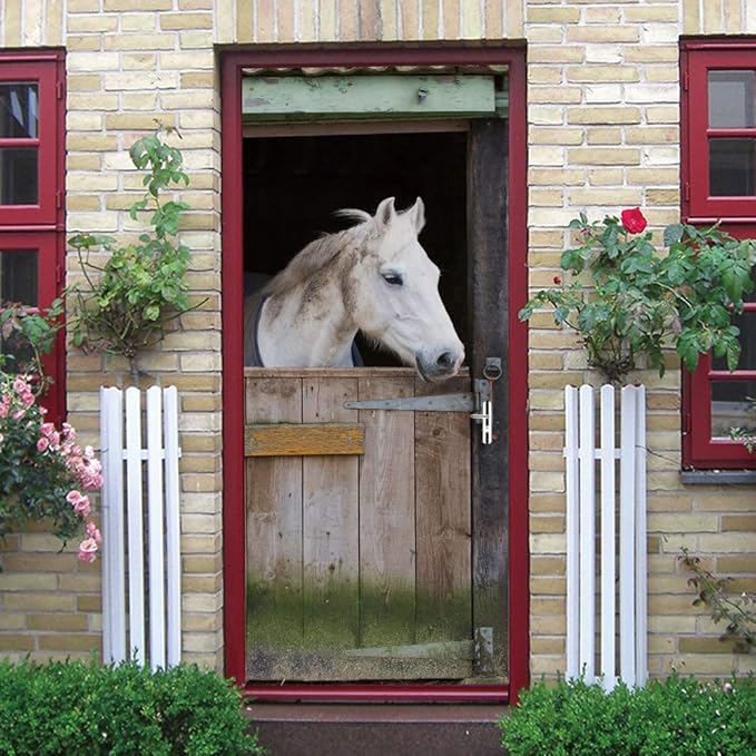 3D Peel and Stick Murals - Horse - Wallpaper Self-Adhesive Decals Removable PVC Waterproof Door Poster for Bedroom Living Room - 31.5" x 78.7"