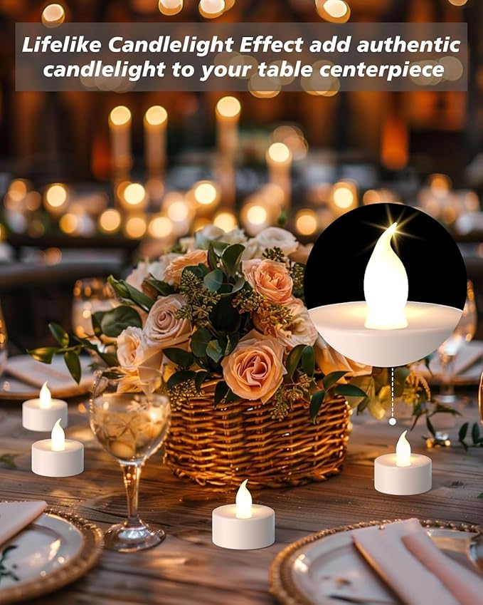 LED Tea Lights Candles- 24Pack Flameless Candles Realistic and Bright Flickering Long Lasting 200Hours for Holiday Celebration,Party, Home Decoration WarmWhite,Battery Operated