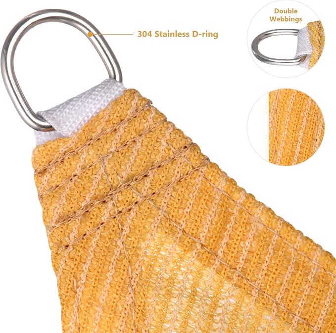 Eden's Decor Straight Flat-Edged Sun Shade Sail Rectangular 8' x 16' Wheat UV-Blocking Outdoor Canopy Fabric Cloth Awning for Pergola Patio Garden Backyard Custom Size