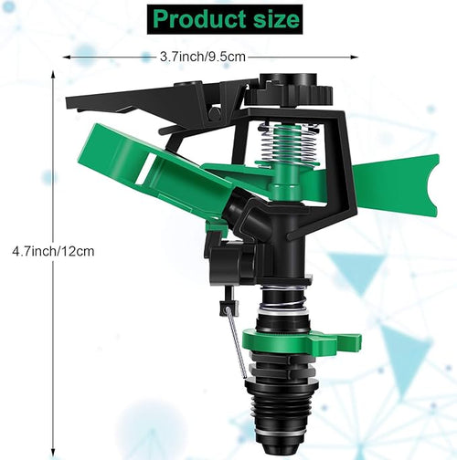 1/2 Inch Plastic Impact Sprinklers Adjustable 0 Degree to 360 Degree Pattern Plastic Sprinkler Head for Garden Watering Supplies (2 Pieces)