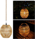 Hanging Solar Lantern Outdoor Waterproof, IP44 Boho Rattan Solar Hanging Light, Large Solar Lantern for Porch Yard Pathway Garden Decor(Bulb Included)