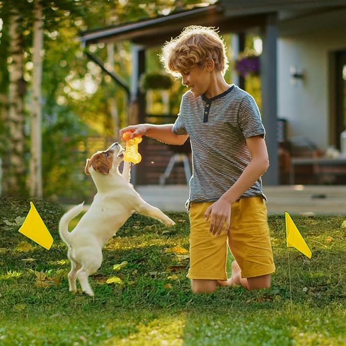 Zozen 100Pack Yellow Marking Flags, Writable/15x4x5 Inch, Yard Flags for Lawn & Irrigation & Landscape & Sprinkler & Survey & Dog Training.