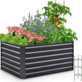 Quictent Galvanized Raised Garden Bed 4x3x2ft Tall Garden Bed Extra Height 22.4" Hold 24cft Soil Outdoor Heightened Planter Box for Deep Root Vegetables Herbs Tomato Cage Included, Dark Grey