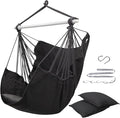 ADVOKAIR Hammock Chair Swing (500 lbs Max-2 Cushions) - Hanging Hammock Chair Rope Swing Indoor for Bedroom, Outdoor, Patio, Bedroom, Porch, Deck - Sturdy Steel Bar with Anti-Slip Safety Rings