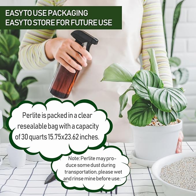 30QT Horticultural Perlite Bulk, Organic Perlite for Plants, Course Perlite for Gardening, for Plants Indoor, for Houseplants, to Promotes Soil Root Growth, and Water Drainage and Plant Growth(3-6mm)