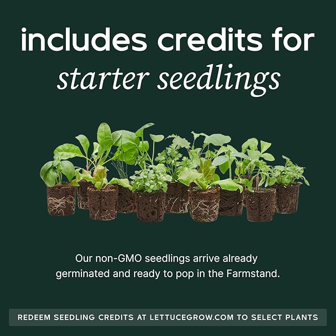 Farmstand Starter Kit with Glow Rings and 12 Seedling Credits | Tiny Hydroponic Growing System Kit | Vertical Garden Planter Tower | 3ft 8in Tall