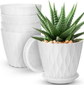 6 inch Plant Pots, 5 Pack Flower Pots Outdoor Indoor, Planters with Drainage Hole and Tray Saucer.