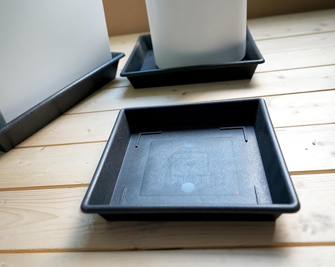 Square Plant Saucer 5 Pack 8 10 12 14 16 18 20 Inch, Flower Pot No Holes Plant Drip Trays, Plant Trays for Pots Heavy Duty Plastic Plant Saucers for Indoors Outdoors