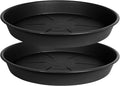2 Pack of Plant Saucer 14 inch, Black Plastic Flower Plant Pot Saucer, Heavy Duty Plant Drip Trays Saucers for Indoor, Plant Water Tray for Planters