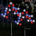 Solar 4th of July Stake Lights, Red White and Blue Lights Outdoor Decorations, Led Patriotic Lights Battery Operated for Memorial Day, July 4th, Veterans Day Outside Decor (2 Individual Pack)