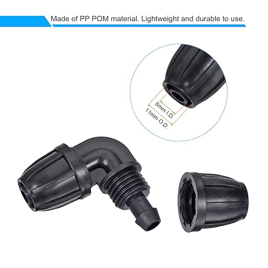MECCANIXITY Drip Irrigation Elbow Barbed Fitting 8mm/11mm Tubing for Garden Drip Tape Tubing Sprinkler System Black Pack of 8