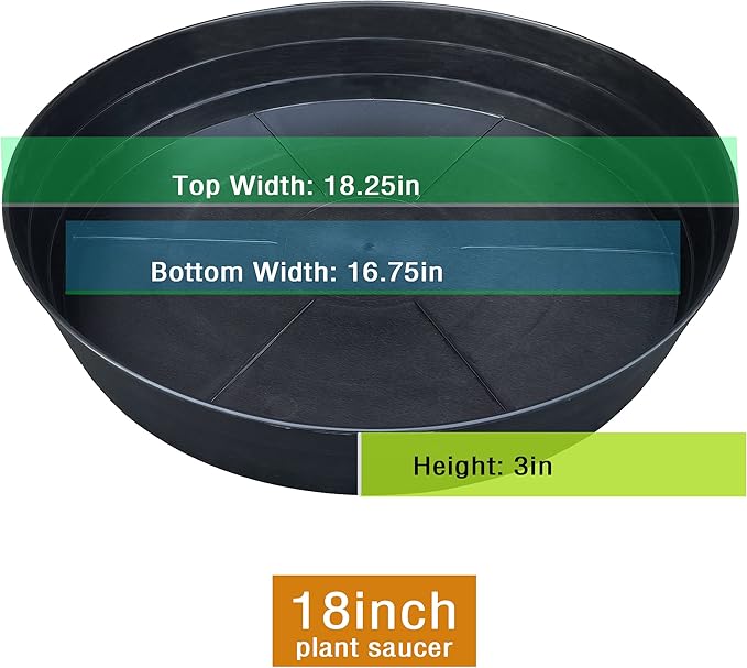 Plant Saucer 18 Inch, Extra Large Planter Saucer 4 Pack, Plastic Plant Saucers for Indoors and Outdoors, Plant Pot Saucers, Drainage Tray for 16, 17, 18 in Planters
