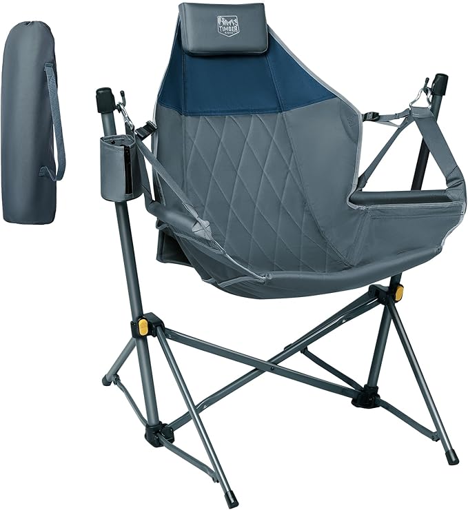 TIMBER RIDGE Hammock Camping Chair with Adjustable Backrest, Heavy Duty Folding Hammock Chair Supports 300lbs, Portable Hammock Chair for Camping, Travelling and Patio, Blue