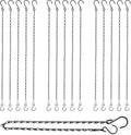 RIFNY Hanging Chains with Hooks, 15 Pieces 24 Inch Black Chain for Hanging Bird Feeders Planters Baskets Billboards Lanterns Wind Chimes Ornaments Outdoor/Indoor Use (24 inch 15pcs)