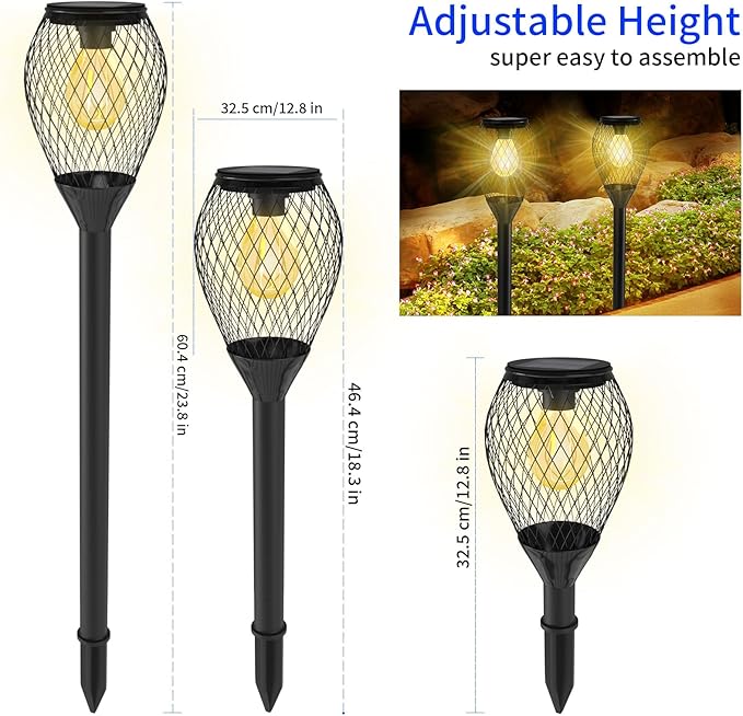 2 Pack Solar Lights Outdoor Waterproof, Solar Garden Lights Outdoor, Auto On/Off LED Lights Landscape Decorative for Garden,Lawn,Yard, Walkway, Driveway, Patio.