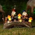 Funny Garden Gnome Statue Solar Powered Mushroom Figurine with Squirrel Gnome Durable Resin Outdoor Decoration for Patio Yard Lawn Ornament Housewarming Gift