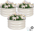 G GOOD GAIN Round Raised Garden Bed - 3Pcs 2x2x1ft Galvanized Steel Planter Boxes Outdoor with Rubber Edge Trim | Metal Raised Beds for Gardening Vegetables Flowers Fruits Herbs (White)