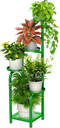 TOSKING 5 Tier Tall Plant Stand Indoor Outdoor, Heavy Duty Corner Shelf for Plants & Decor, Space Saving 3.9FT Metal Flower Pot Stand for Balcony, Garden, Living Room, Patio (Green)