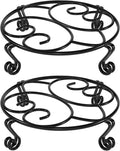 Yimobra 2 Pack Plant Stand for Flower Pot Heavy Duty Potted Holder Indoor Outdoor Metal Rustproof Iron Garden Container Round Supports Rack for Planter (11.8Inches, Black)