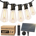 Bosceos Solar Outdoor String Lights Waterproof, 80FT Solar Powered String Lights for Outside with Shatterproof Bulbs, Dimmable ST38 LED Lights String, Patio Hanging Lights for Backyard Garden Party