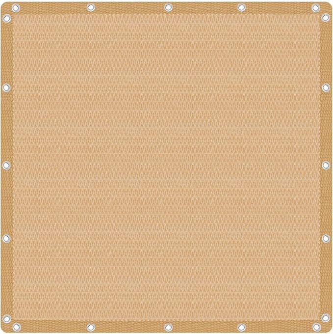 VICLLAX Shade Fabric Sun Shade Cloth with Every 2 FT Grommets for Patio Garden Pergola Cover Canopy 8x13 FT, Wheat