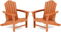 KINGYES HDPE Adirondack Chair Chair Set of 2, Classic All-Weather Adirondack Chair, Orange