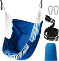Chihee Hammock Chair Hanging Swing 2 Pillows Included,Strong Webbing Straps and Hooks for Easy Hanging Soft Cotton Hanging Chair Side Pocket Tassel Chair Comfort Indoor Outdoor Royal Blue