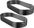 Land Guard 2Pcs Galvanized Raised Garden Bed Kit, Galvanized Planter Oval Large Metal Raised Garden Boxes Outdoor for Vegetables（Dark Grey）