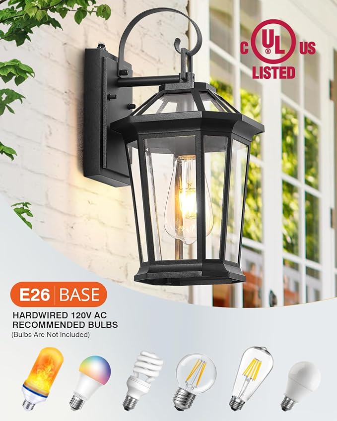 VIANIS Dusk to Dawn Exterior Light Fixture, Waterproof Outdoor Wall Sconce Porch Light for House, 100% Anti-Rust Aluminum Outside House Lights, Farmhouse Coach Lantern for Porch, Garage, Front Door