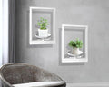Picture Frame Plant Holder, Wall Mount Plants shelf Indoor Outdoor, Metal Hanging Planters Stand Decor, Window Planter Hanger Shelves, Modern Floating Ornament Rack Art for Home & Garden((White 2pc))