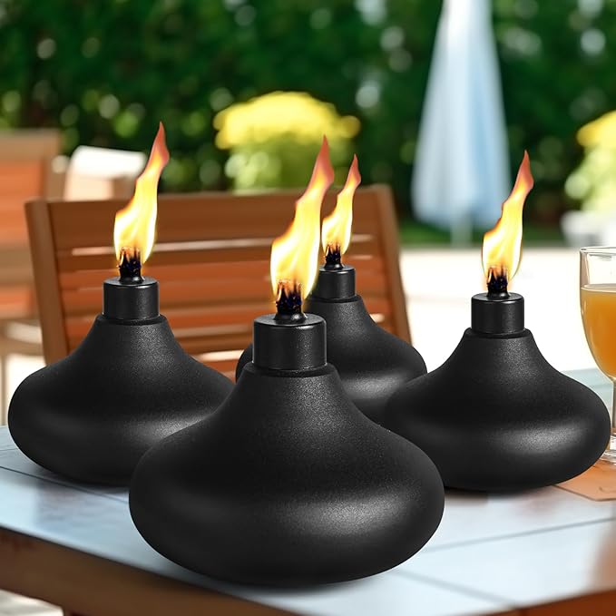 6 Pack Metal Table Top Torches, 24.5oz Citronella Torches for Outside, Refillable Flame Light Torch, Decorative Tabletop Lantern for Yard, Patio, Deck, Garden, Party, Landscape