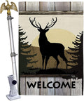 Welcome Deer House Flag Eagle Set Animals Wildlife Outdoor Bear Wolf Pet Nature Farm Animal Creature Small Decorative Gift Yard Banner Double-Sided Made In USA 28 X 40